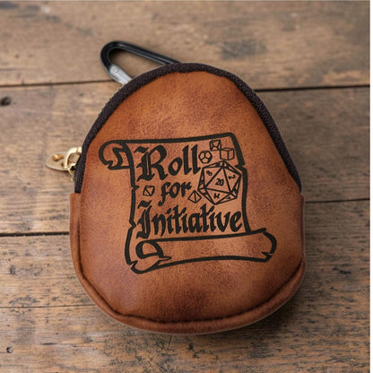 Leather keychain dice pouch, TTRPG