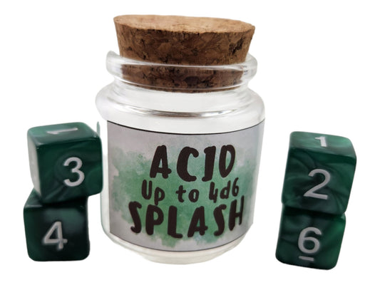 Acid Splash spell dice jar - Rowan Gate