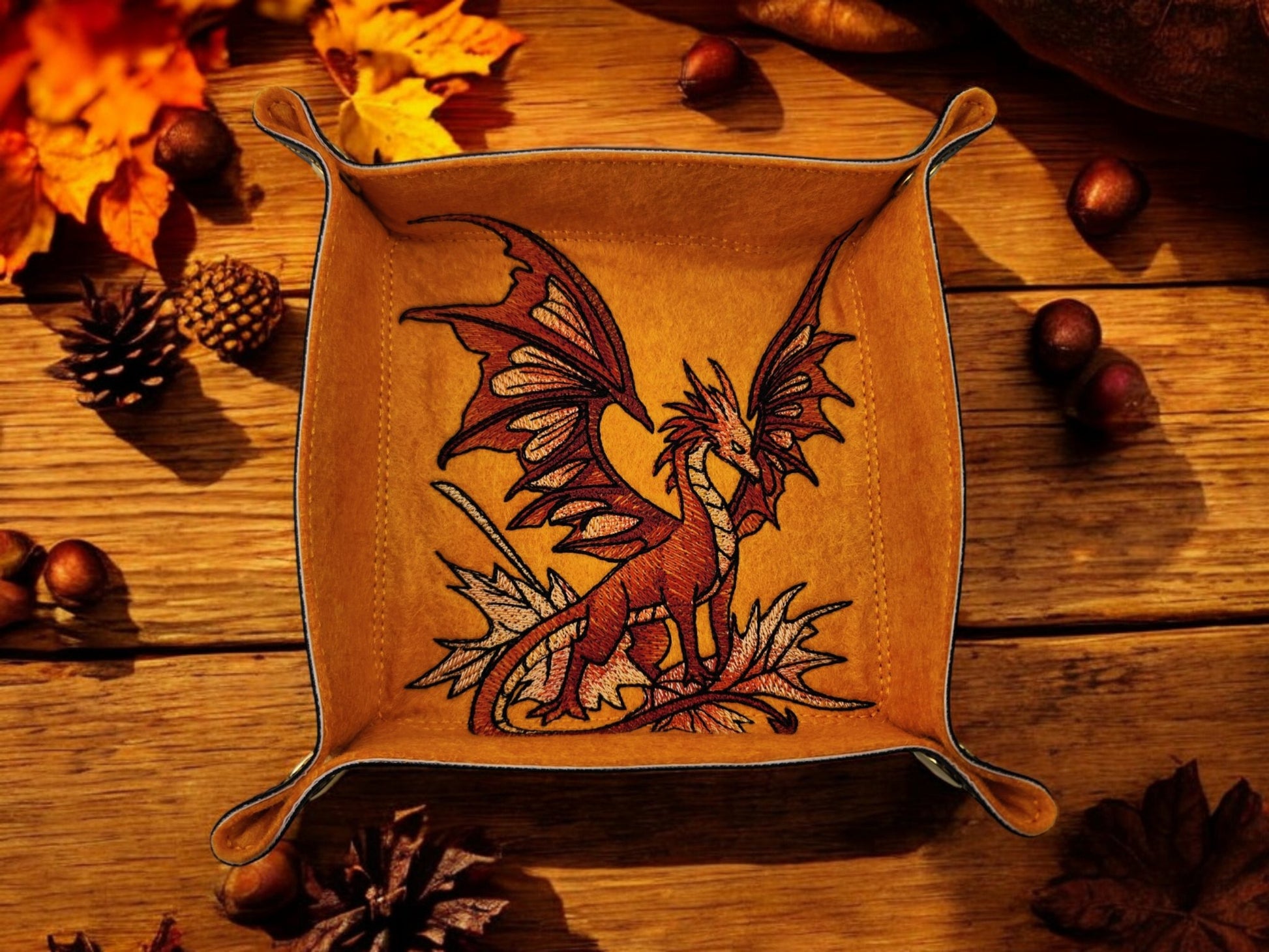 Autumn dragon dice tray - Rowan Gate