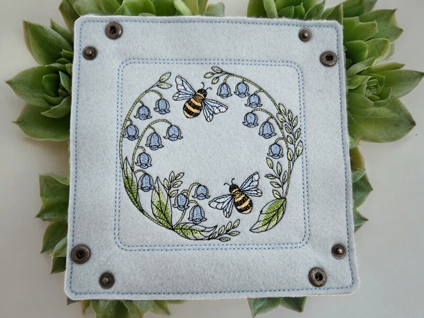 Bees and Lilly Valley dice tray - Rowan Gate