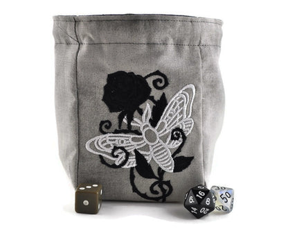 Black Rose with Moth Dice Bag - Rowan Gate