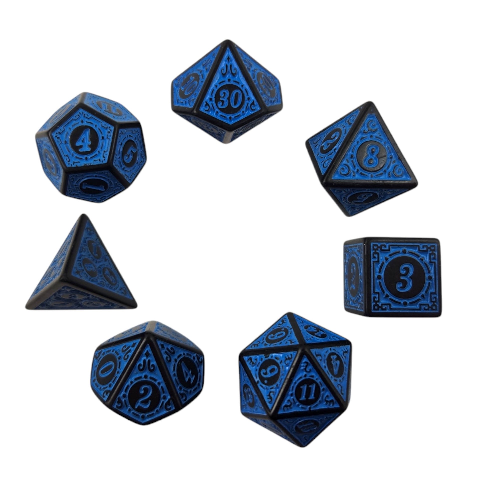 Blue and Black Decorative Dice Set - Rowan Gate