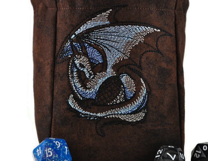 Blue dragon dice bag - Rowan Gate