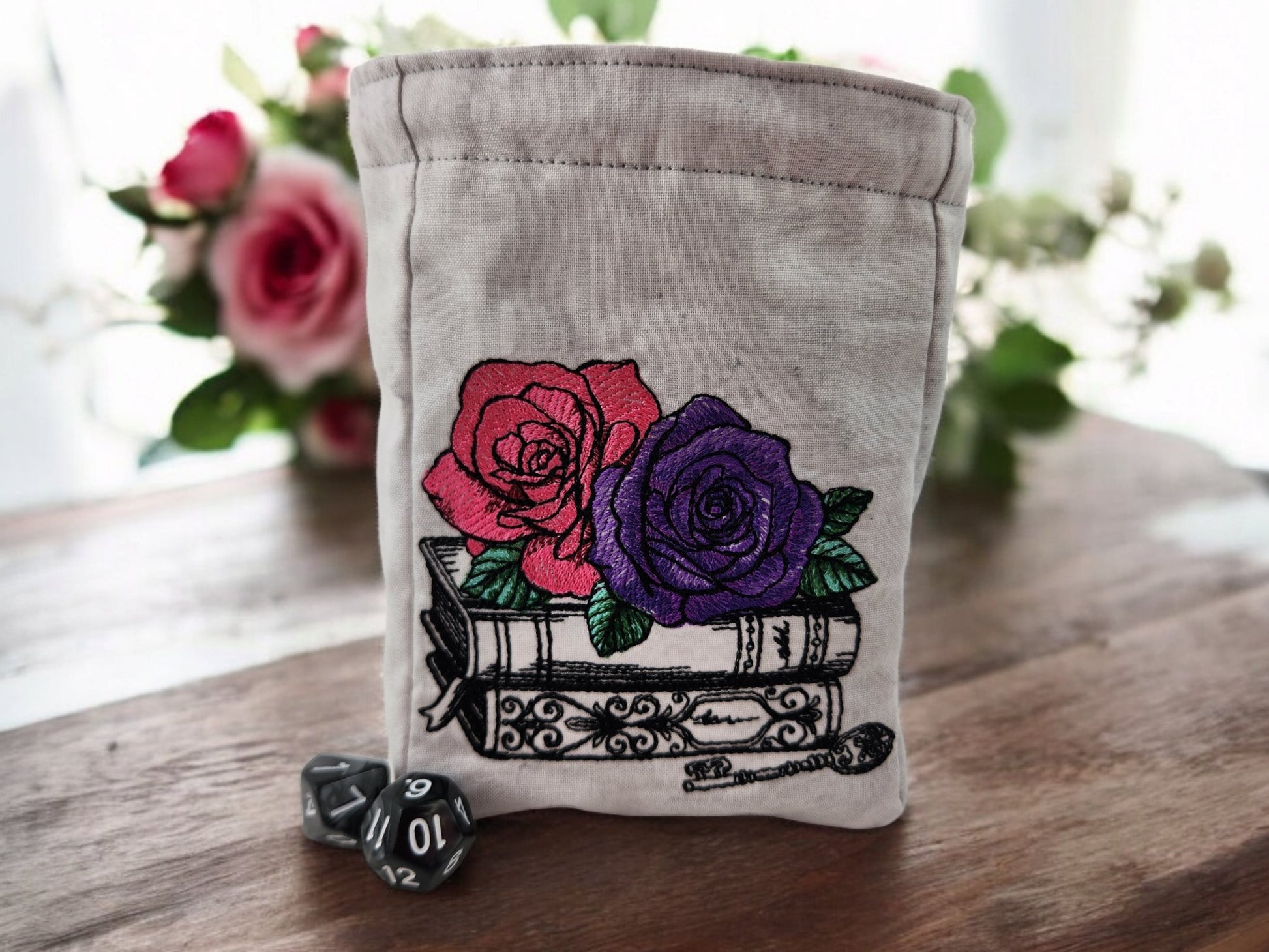 Books and Roses large dice bag - Rowan Gate