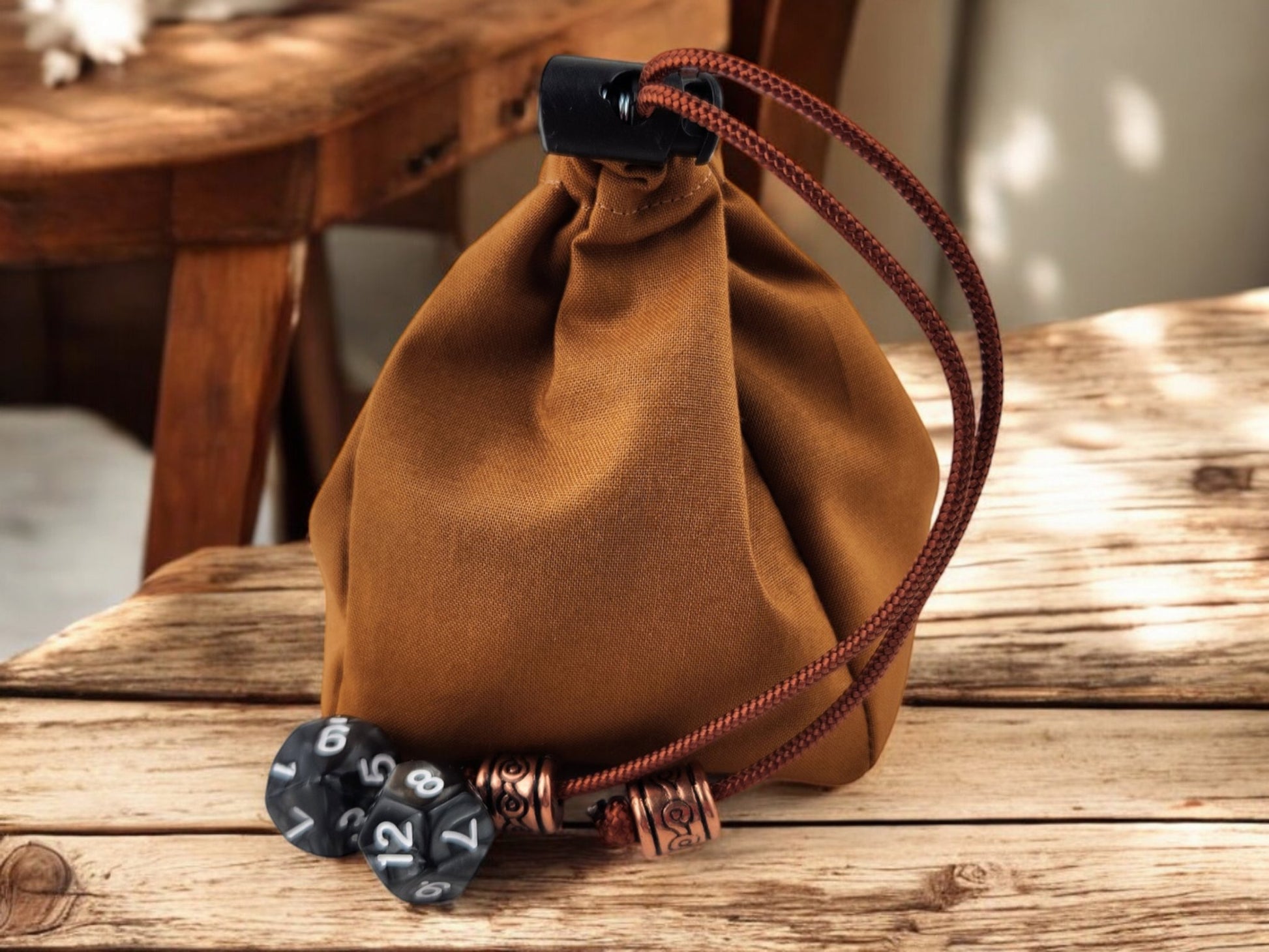 Brown mouse dice bag - Rowan Gate