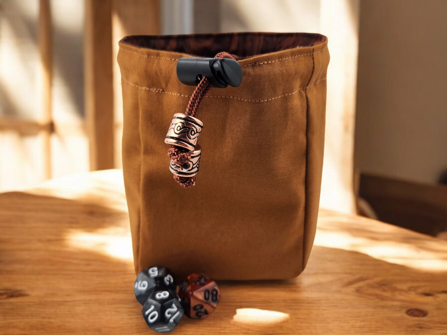 Brown mouse dice bag - Rowan Gate