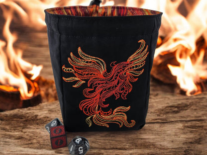 Burning Phoenix dice bag - Rowan Gate