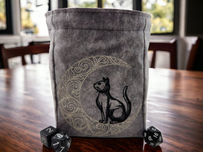 Cat and Moon Dice Bag - Rowan Gate