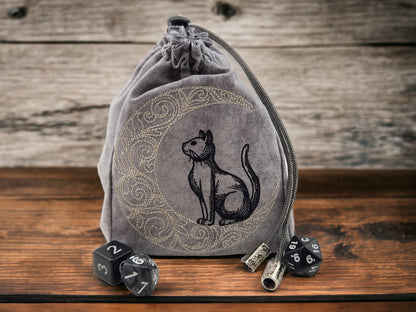 Cat and Moon Dice Bag - Rowan Gate