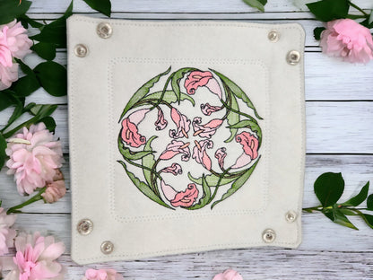 Circle of pink Calla Lilies dice tray - Rowan Gate