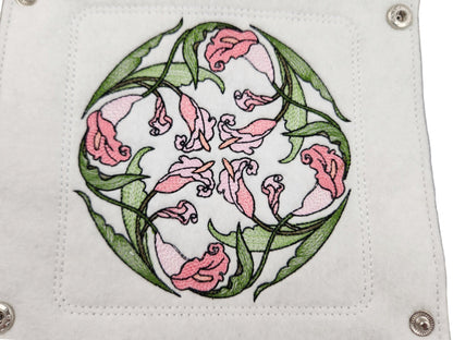 Circle of pink Calla Lilies dice tray - Rowan Gate