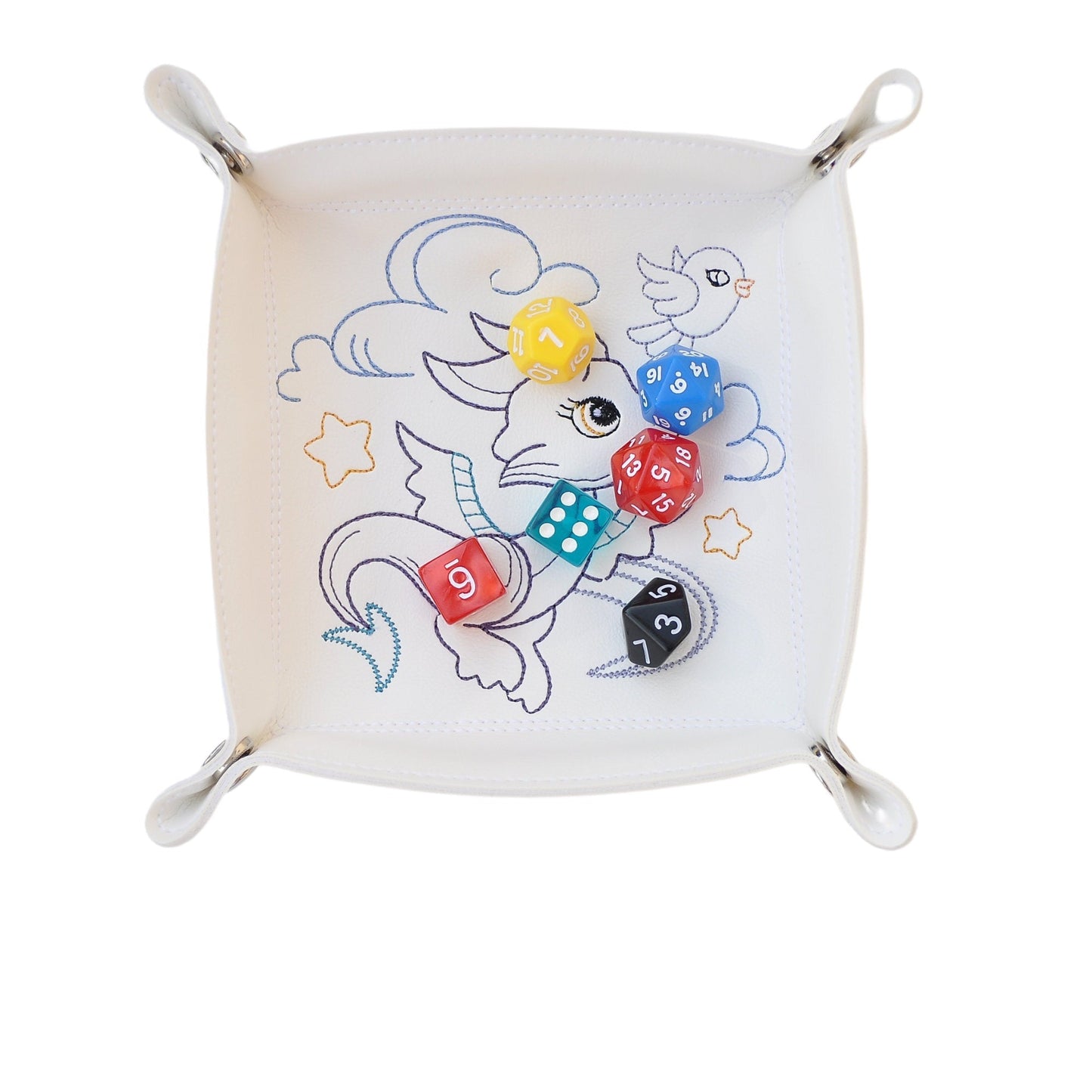 Collapsible Dice Rolling Tray, cute baby purple dragon - Rowan Gate