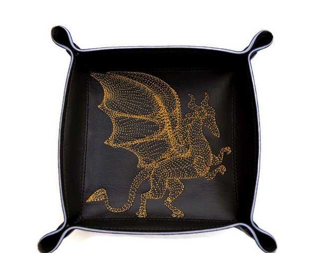 Collapsible Dice Rolling Tray Gold Dragon - Rowan Gate