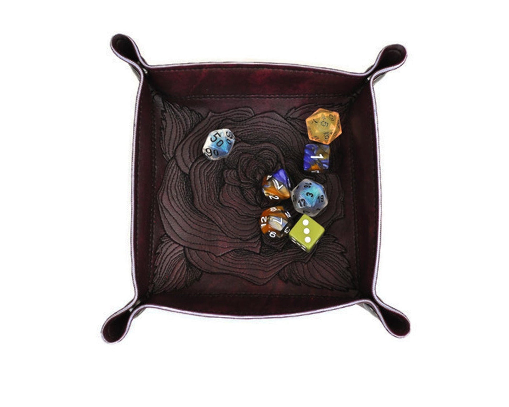 Collapsible Dice Rolling Tray, rose design - Rowan Gate