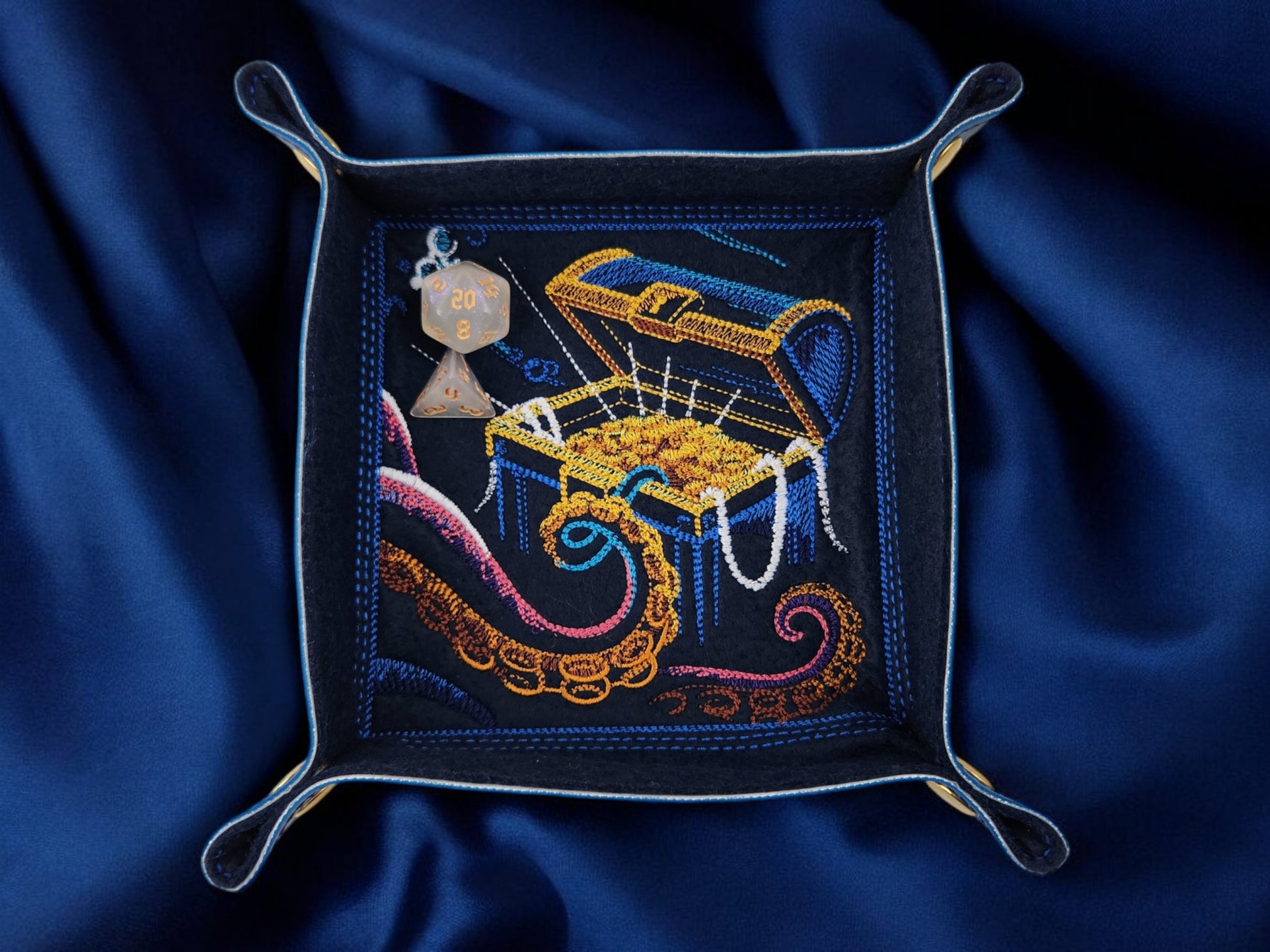 Colorful undersea treasure chest dice tray - Rowan Gate