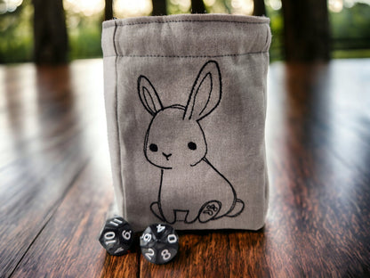 Cute bunny dice bag, TTRPG - Rowan Gate