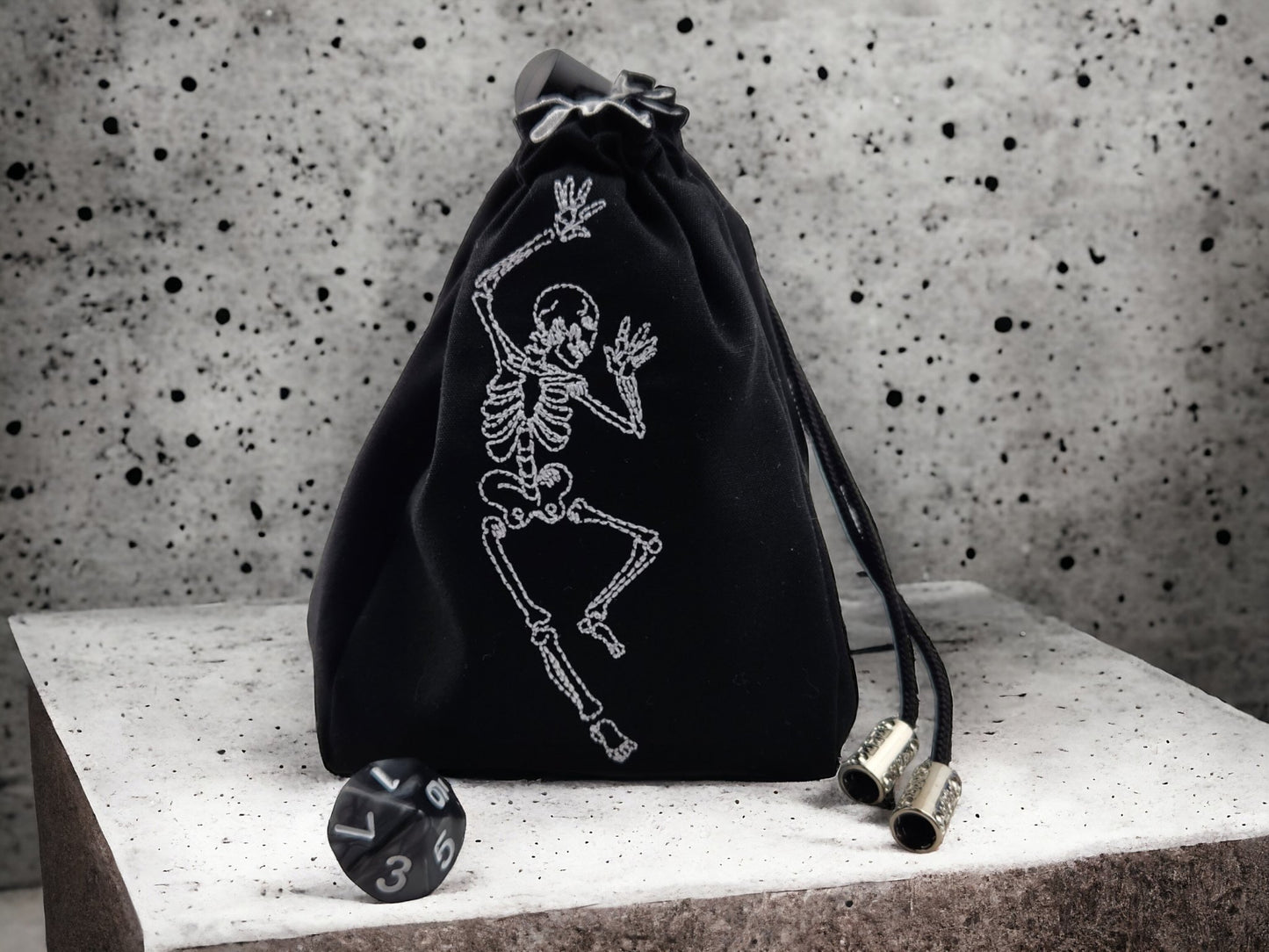 Dancing Skeleton Dice Bag - Rowan Gate