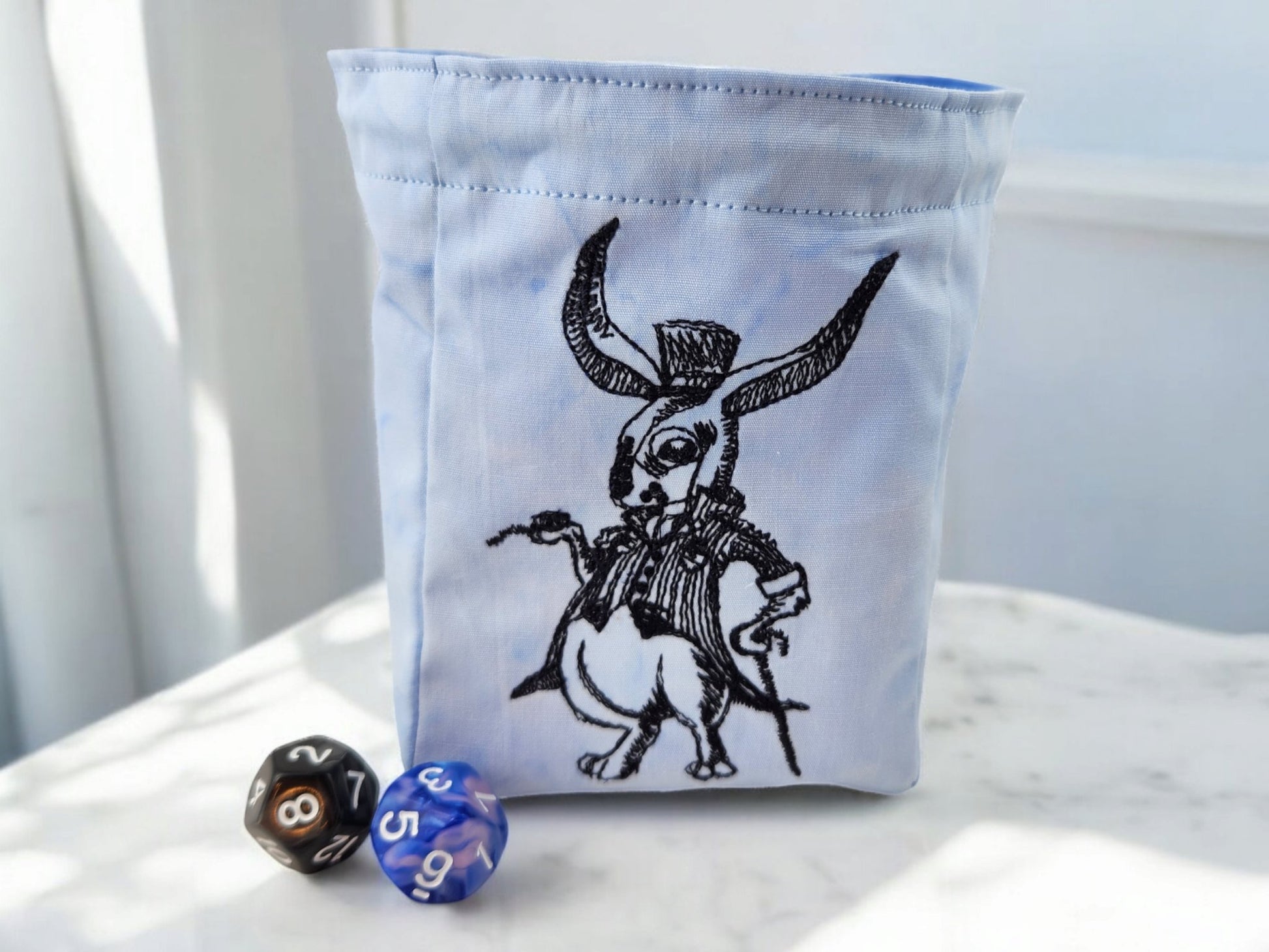 Dapper Rabbit dice bag - Rowan Gate