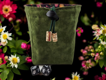 Dice and Flower dice bag, TTRPG - Rowan Gate