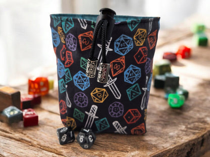 Dice and Sword dice bag, TTRPG - Rowan Gate