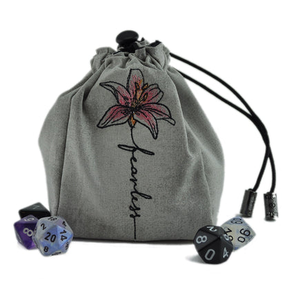 dnd dice bag, Floral Fearless - Rowan Gate