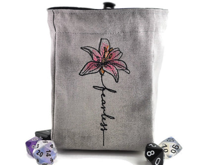 dnd dice bag, Floral Fearless - Rowan Gate