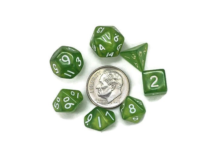 dnd mini dice set, apple green color - Rowan Gate