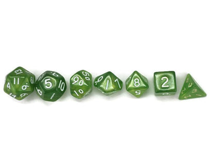 dnd mini dice set, apple green color - Rowan Gate