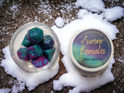 dnd mini dice set, Aurora Borealis - Rowan Gate