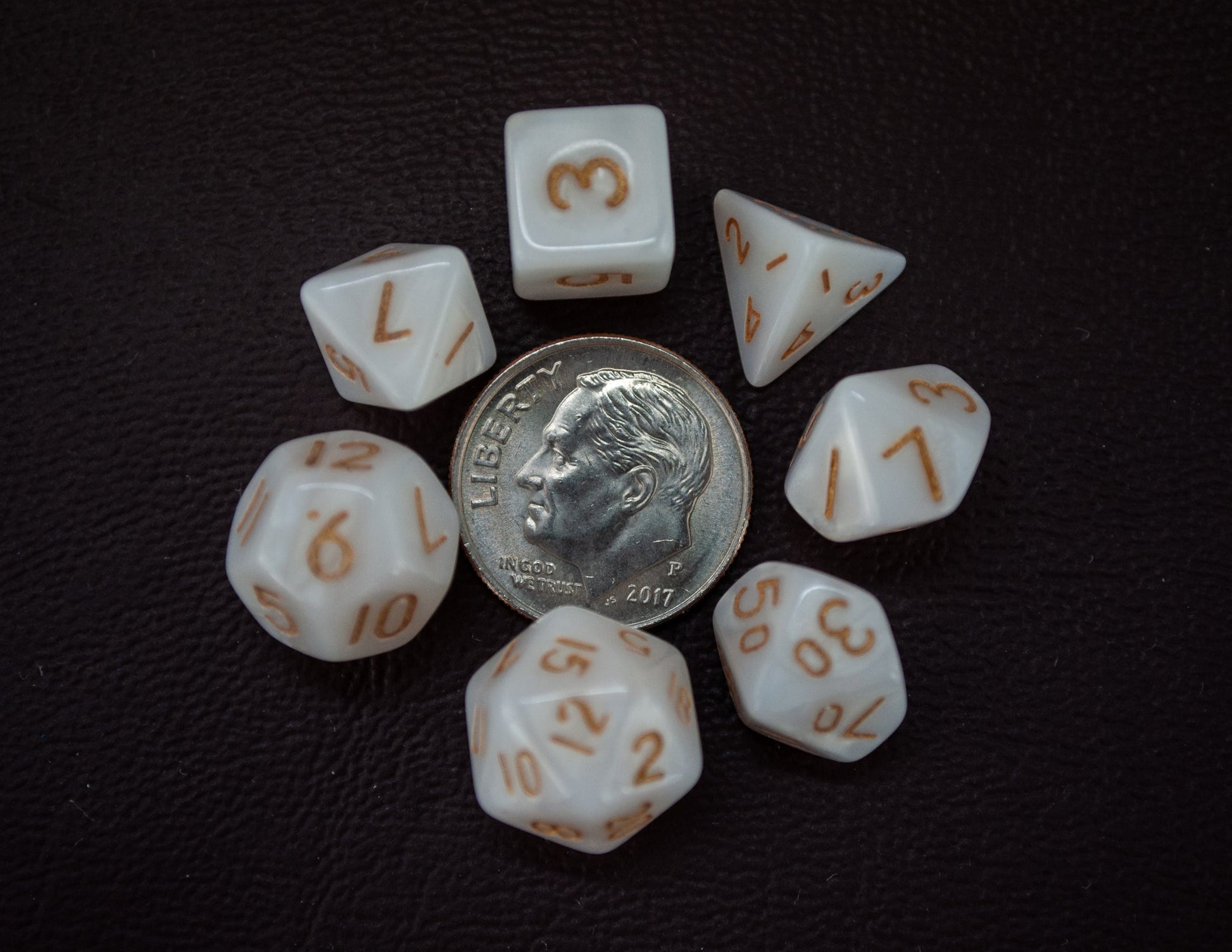 dnd mini dice set, pearl white color - Rowan Gate