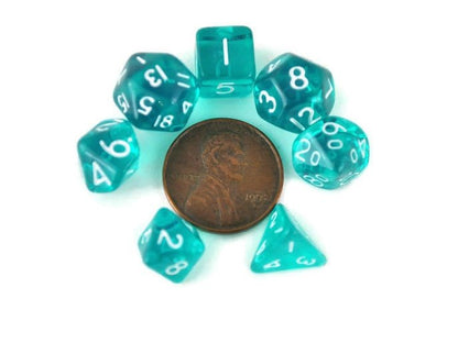 dnd mini dice set, teal - Rowan Gate