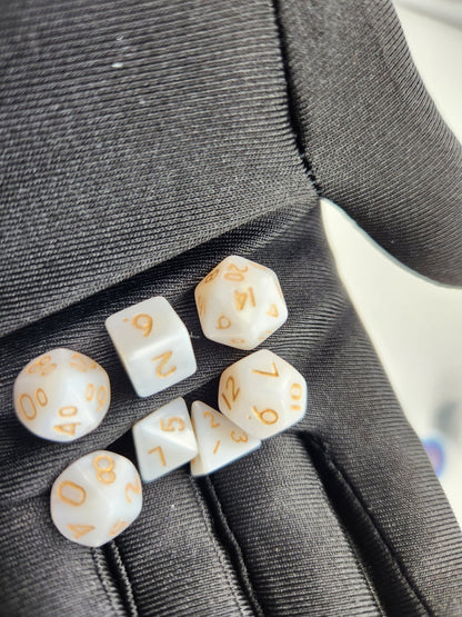 dnd mini dice set, white magical dreams - Rowan Gate