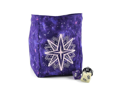 dnd purple night sky dice bag, tabletop game pouch - Rowan Gate