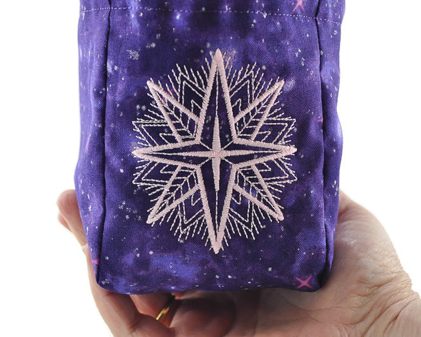 dnd purple night sky dice bag, tabletop game pouch - Rowan Gate