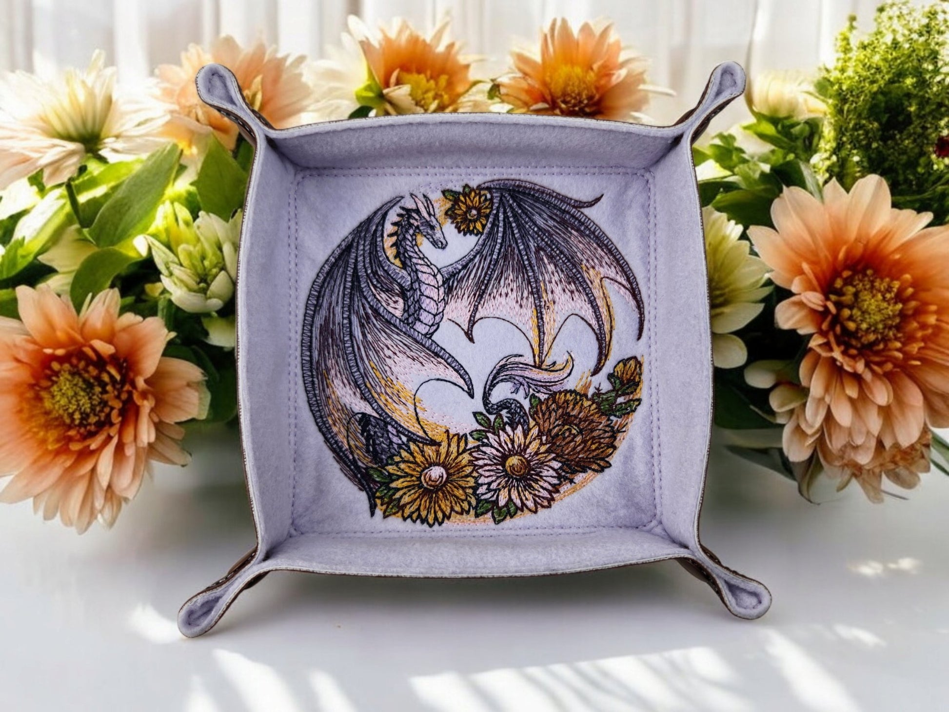 Dragon and fall flowers dice tray - Rowan Gate