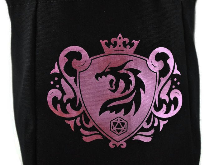 Dragon shield dice bag, metallic pink - Rowan Gate