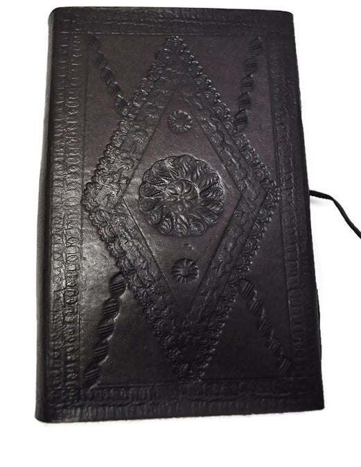 Embossed Leather Journal with Labradorite Stone - Rowan Gate