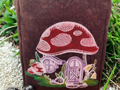 Fairy mushroom house dice bag/ extra large - Rowan Gate