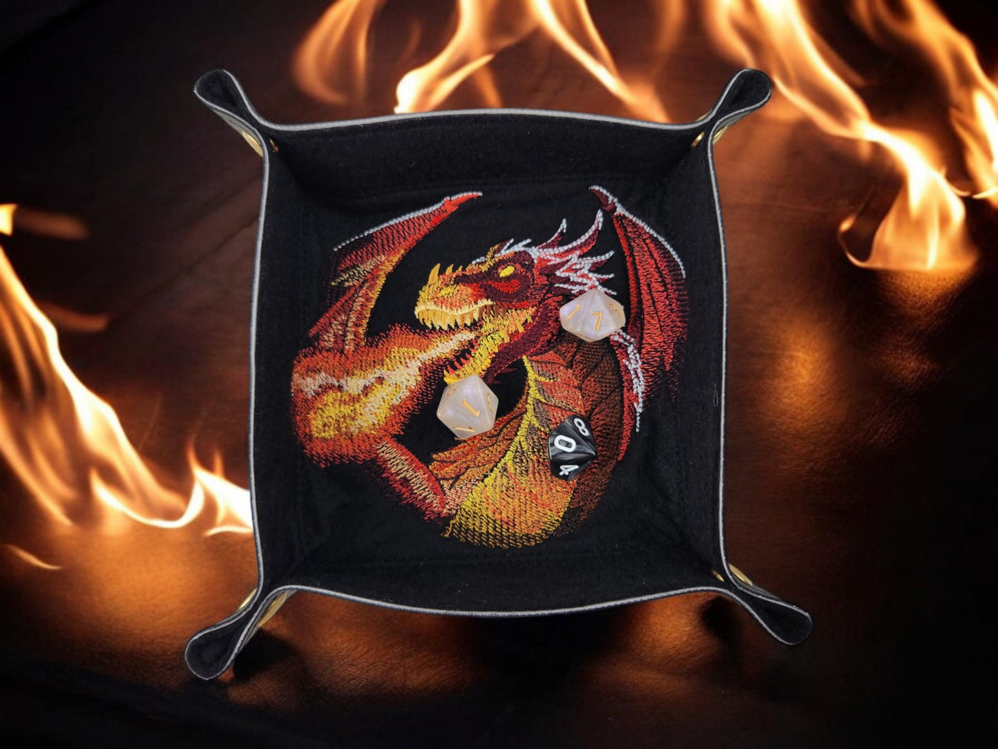 Fire breathing dragon dice tray - Rowan Gate