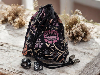 Floral and Dragon dice bag - Rowan Gate