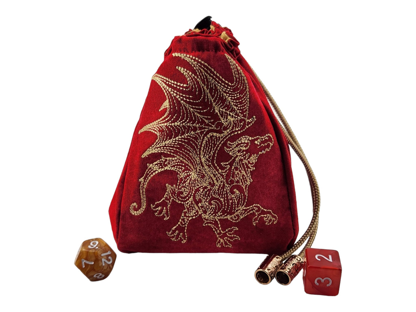 Golden dragon dice bag - Rowan Gate