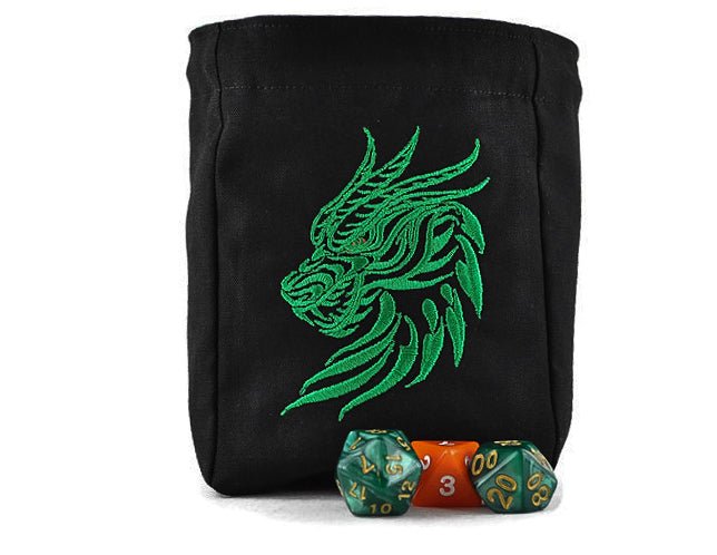 Green dragon bust dice bag - Rowan Gate