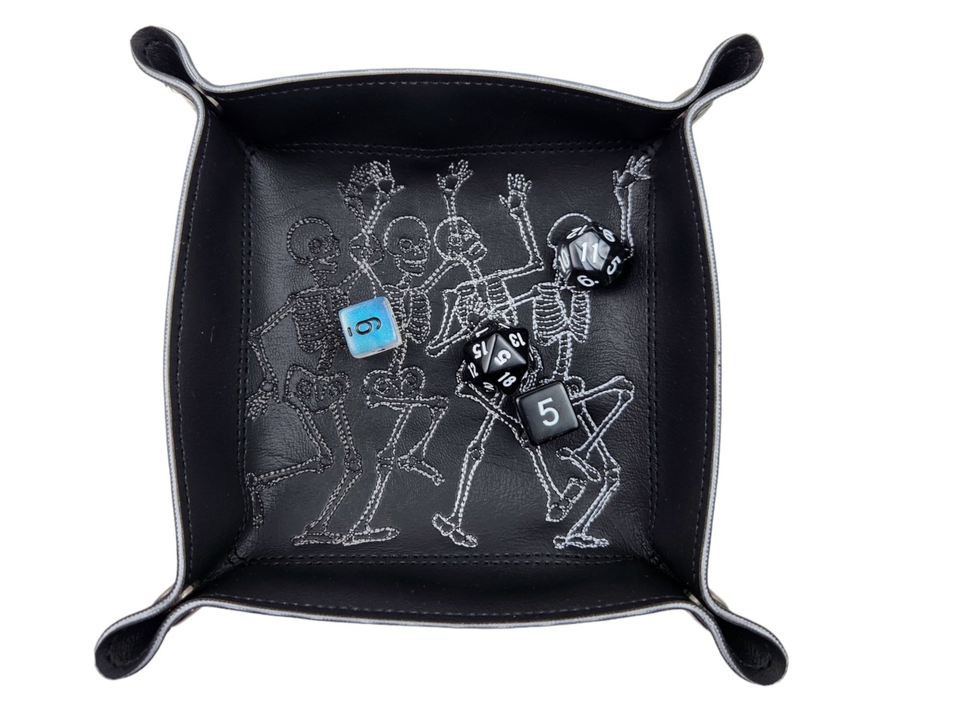 Happy dancing gradient skeletons dice tray - Rowan Gate