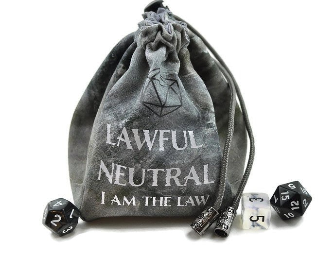 Lawful Neutral Dice Bag, Tan - Rowan Gate