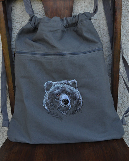 Majestic Bear Canvas Cinch Sack - Rowan Gate