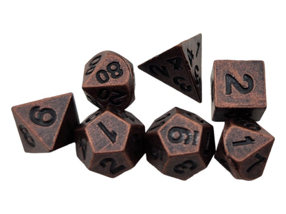 Micro metal dice in wood case - Rowan Gate