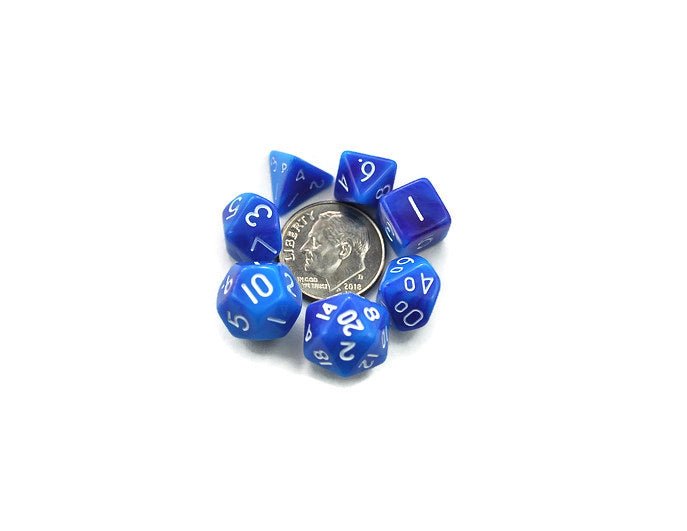 Mini dice set, blue and purple swirl - Rowan Gate
