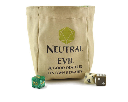 Neutral Evil Dice Bag, Lime die - Rowan Gate