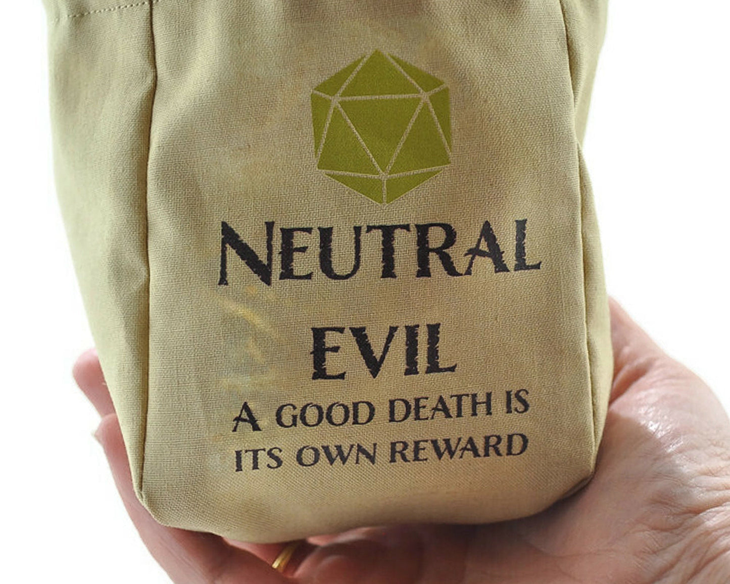 Neutral Evil Dice Bag, Lime die - Rowan Gate