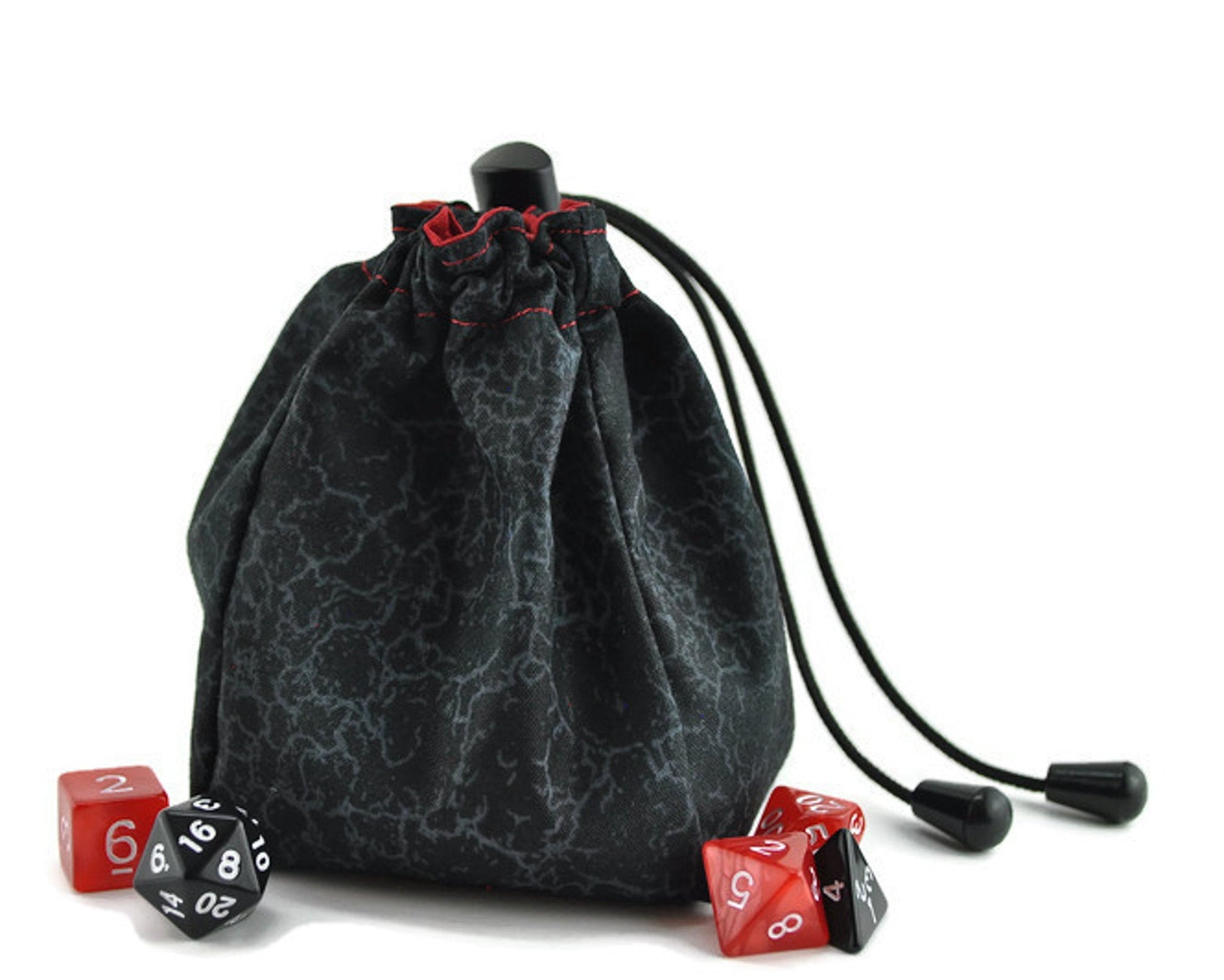 Neutral Evil Dice Bag, Red and Black - Rowan Gate